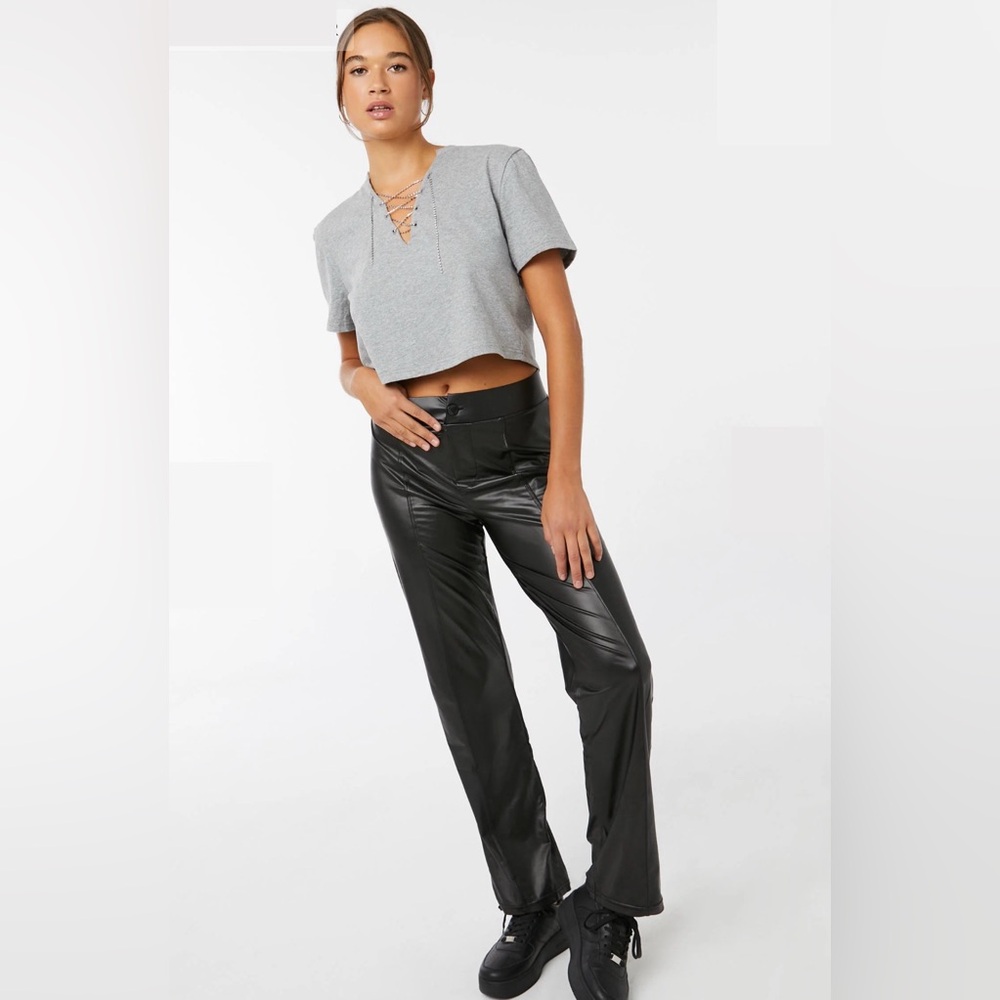 faux leather flare pants